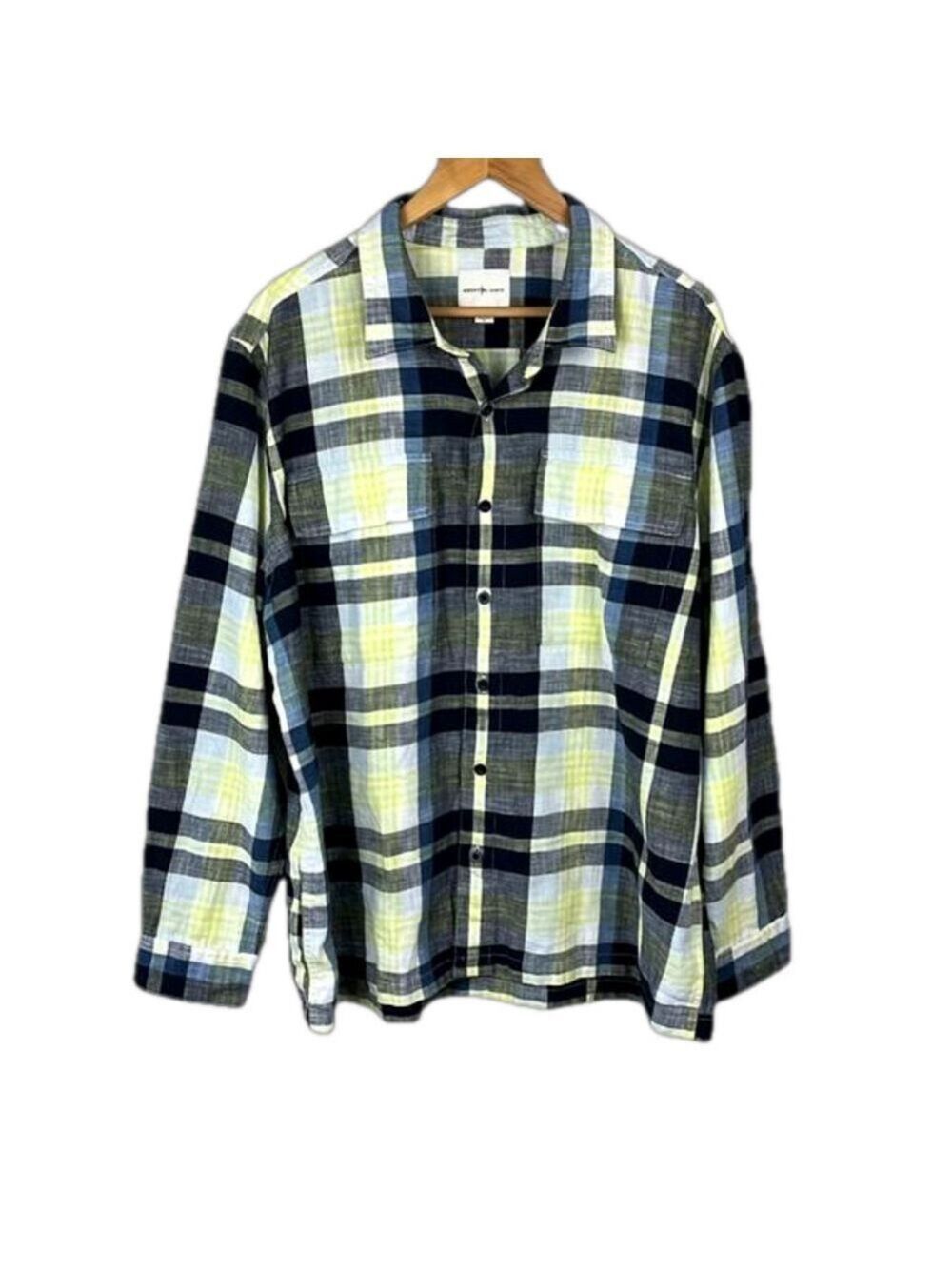 American Eagle Button-Up Shirt Plaid Long Sleeve Lightweight Cotton Classic XXL